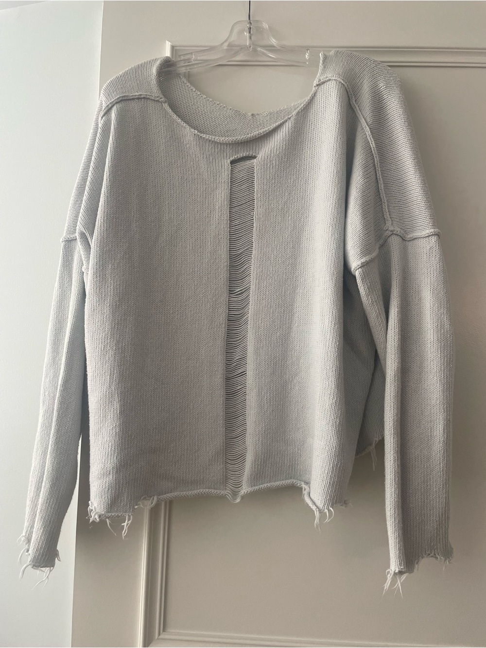 Light Gray Distressed Knit Sweater